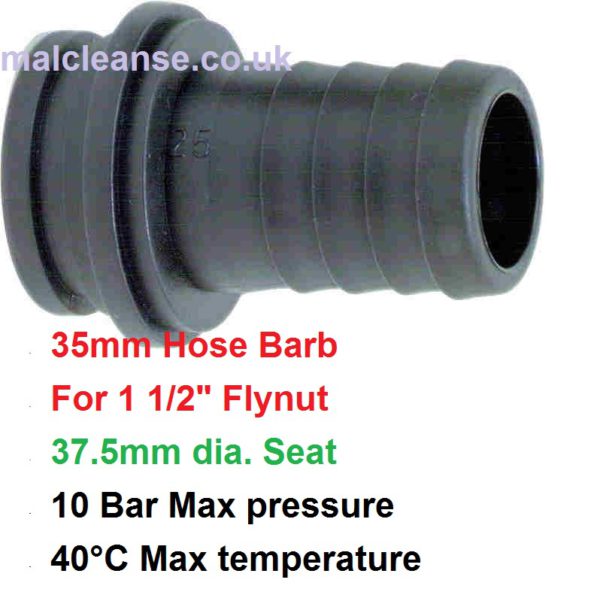 35mm Barb Hose Tail for 1 1/2" Flynut 8002353