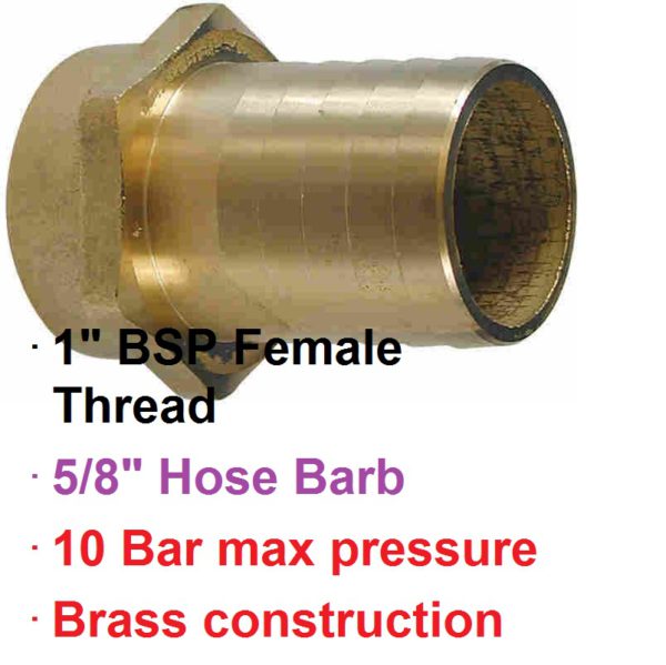 1" BSP Female x 5/8" Brass Hose Barb 1-76127