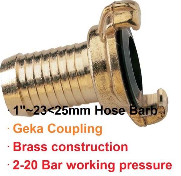 23-25mm (1") Brass Geka Type Hose Tail 501-1044